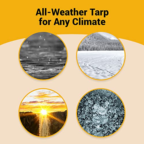 OverEZ Chicken Run Tarp Cover (Run Not Included), Fits 8ft Walk-in Run (6'6"W x 7'6"L x 7'6"H), Heavy-Duty Canvas Tarp, Weatherproof Material, ﻿Chicken Coop Accessory, Grommets Every 12" with Ties