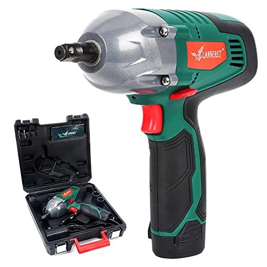 LANNERET Cordless Electric Impact Wrench Kit,Double Power(Battery-Powered or Corded-Electric),300 ft-lbs 400 N.M Torque,1/2 Inch 12 Volts Portable Car Impact Wrench,Digital Display Torque Adjustable