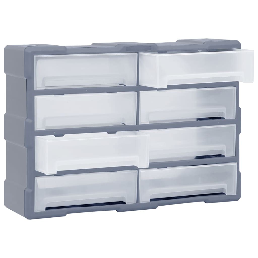 Wielofunkcyjny organizer do szuflad z 8 dużymi szufladami, 52 x 16 x 37 cm, tworzywo sztuczne PP do przechowywania narzędzi, skrzynka asortymentowa do warsztatu, garażu, piwnicy, wytrzymały i