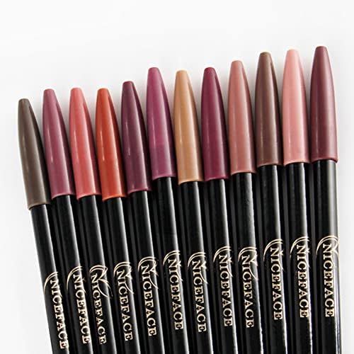 Lip Liner Pencil Set, 12 pcs/Set Long Lasting Matte Waterproof Lipliner Pen Set with 12 Colors, Define Lips for a Fuller Look Perfect