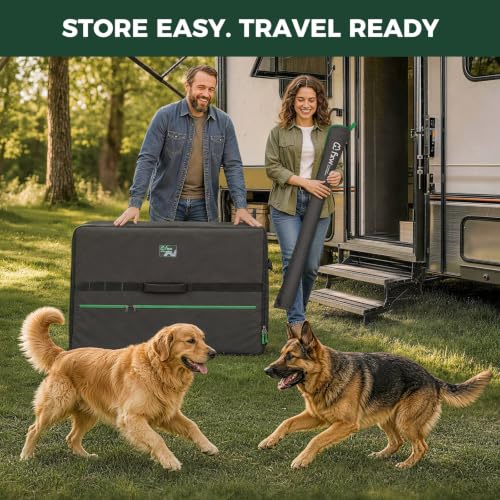 Image of FXW Instant Portable Dog Playpen with Bags for RV Camping Outdoor Yard | Quick-Setup & Heavy-Duty Play Yard, 2 Bags for Easy Carry & Storage, 45inch 16 Panels for Large Dogs | Patented