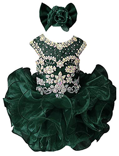 M_RAC Baby Girl s Crystal Lace Pageant Cupcake Dresses for Toddler Short Mini Birthday Party Gowns 2 US Emerald Green