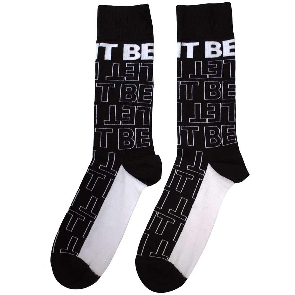 The Beatles Let It Be Text Outlines Repeat Ankle Chaussettes Size One Size - Les Beatles, Paul McCartney, John Lennon, RIngo Starr, George Harrison The Beatles Let It Be Text Outlines Repeat Ankle Chaussettes Size One Size
