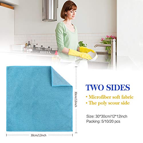 SINLAND-Microfiber-Dish-Cloth-for-Washing-Dishes-Dish-Rags-Best-Kitchen-Washcloth-Cleaning-Cloths-with-Poly-Scour-Side-5-Color-Assorted-12inchx12inch-10pack SINLAND Microfiber Dish Cloth for Washing Dishes Dish Rags Best Kitchen Washcloth Cleaning Cloths with Poly Scour Side 5 Color Assorted 12inchx12inch 10pack