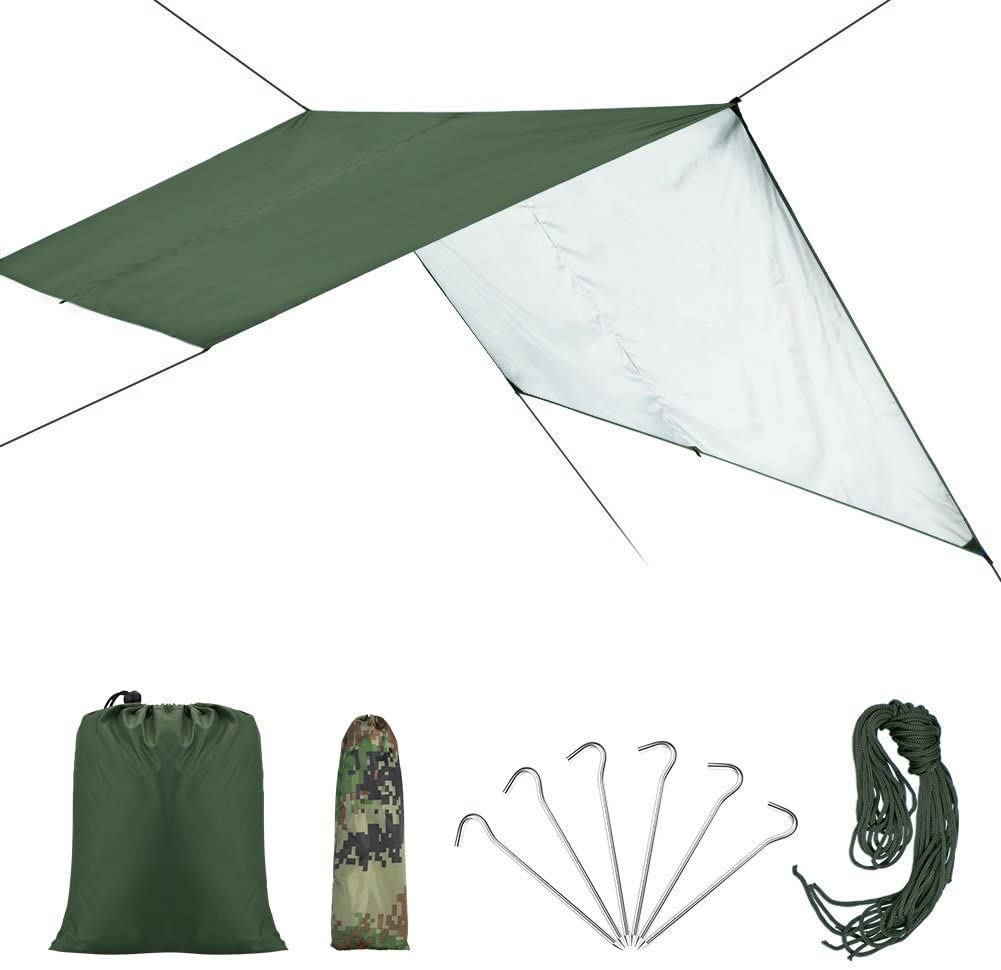Bâche Tente Tapis de Sol Etanche Toile Imperméable Multifonction Pare- Protection UV Portable Léger pour Camping Randonnée Pique-Nique Plage en Plein Air (Couleur : Vert)