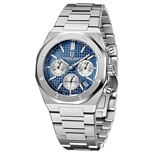 Pagani Design Watches for Men,Quartz Chronograph Watches, 100m Waterproof Stainless Steel Watch, 40mm Dial Diameter, Sapphire Glass