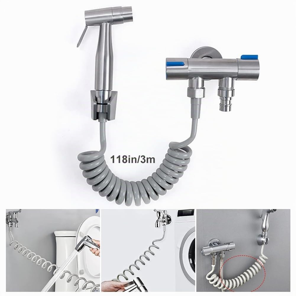 Tubo Doccia 3 Metri, Flessibile Doccia Telescopico,Flessibile Doccia a Molla in ABS,per Bidet,Doccetta,Soffione