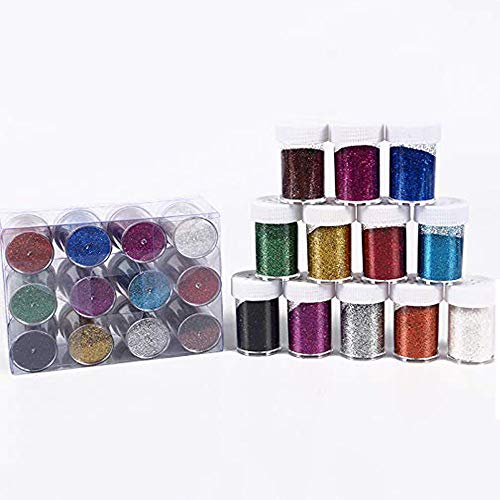 Slime Supplies Glitter Powder Sequins for Slime,Arts Crafts Extra Solvent Resistant Glitter Powder Shakers,Bulk Acrylic Polyester Craft Supplies Glitter Loose Eyeshadow,Assorted Colors,12 Pack Glitter