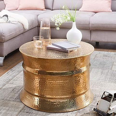 FineBuy Mesita Baja KAREM 62 x 41 x 62 cm Aluminio mesilla Oriental Ronda Cover