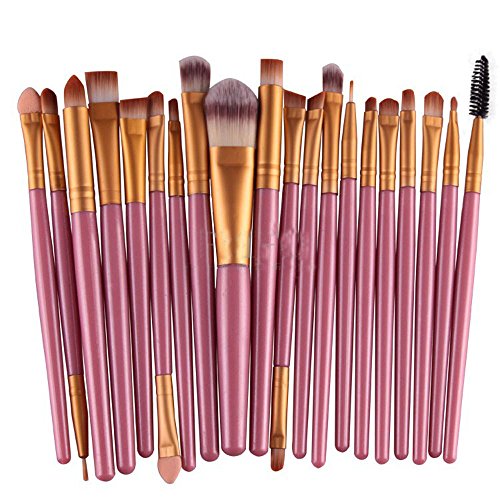 KOLIGHT®Set of 20pcs Pro Makeup Set Powder Foundation Eyeshadow Eyeliner Lip Cosmetic Brushes (Pink+Gold)