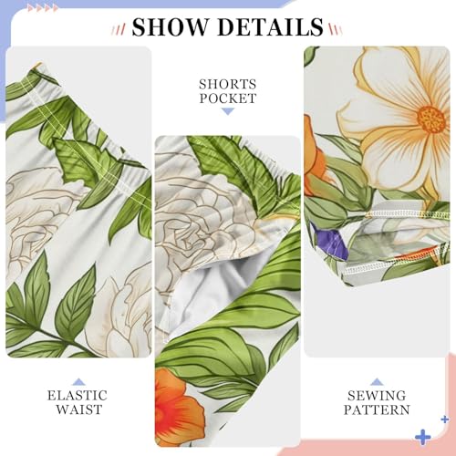 J JOYSAY Flower Blossom Foliage Ivory Pajamas Pants Soft Long Pajama Bottoms Lounge Sleep Pants Size S-XL4