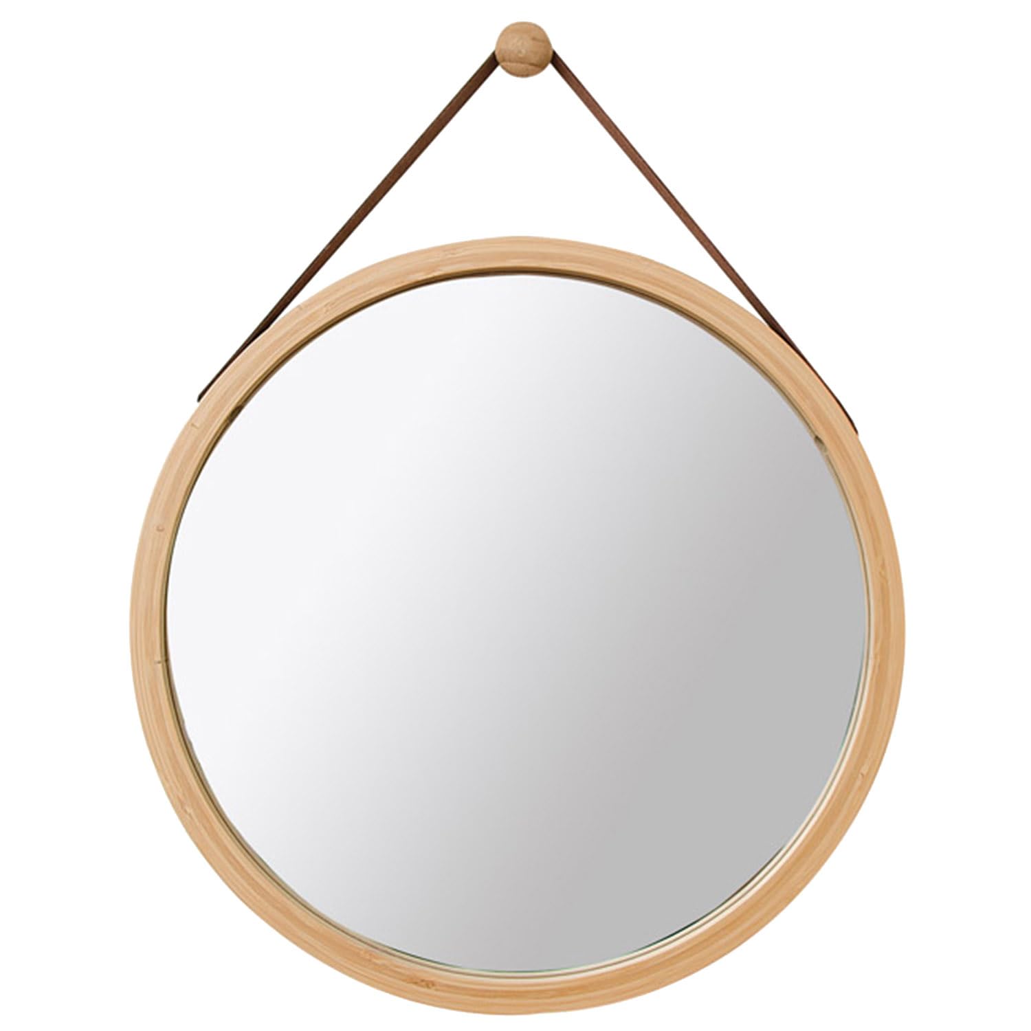 FREOSEN Espejo de baño de pared redonda 45 cm con marco de madera con ganchillo, dormitorio o vestidor