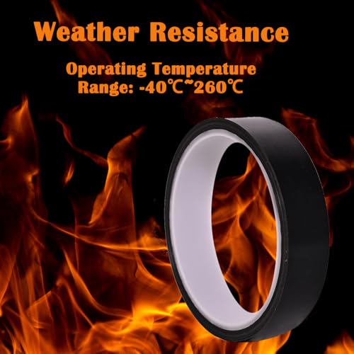 Image of High Temperature Adhesive Tape 4 Rolls Heat Resistant PTFE Fiberglass Tape 10mm /15mm /20mm /25mm (0.39 inch /0.59 inch /0.79 inch /0.98 inch) Width, 10m /33ft Length, Black