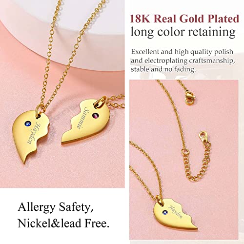FindChic Personalized Matching BFF Necklace for 2/3/4/5/6 Puzzle Name Heart Pendant Stainless Steel Couple Necklace Set Customized Necklaces for Teen Girls3