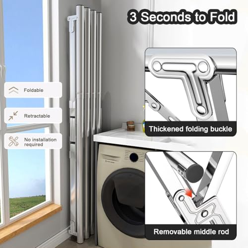 Séchoir à linge pliable extensible avec clips pour petits espaces et draps - 4