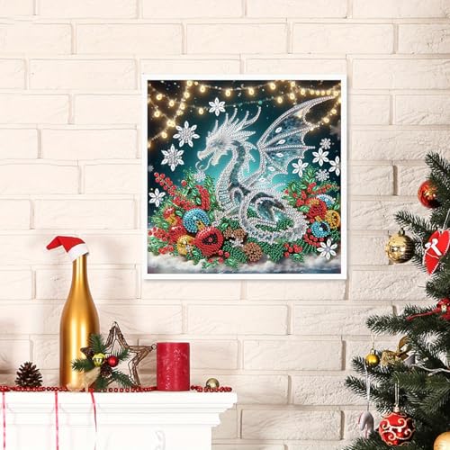 Image of Tontut Diamond Painting Kit for Adult Beginners, Dragons on Flowers 5D Special Diamonds DIY Crystal Rhinestone Crafts for Home Wall Decoration