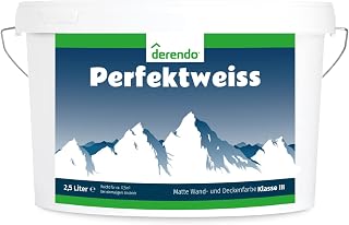 derendo Perfektweiss universelle Wandfarbe weiß matt 5l hohe Deckkraft für Innenwände und Decken tropfarm streichen Dispersionsfarbe 5 l