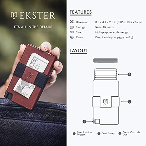 Image of Ekster Senate Classic Brown Leather Slim Wallet for Men | RFID-Blocking Minimalist Wallet with Quick Card Access & Slim Profile