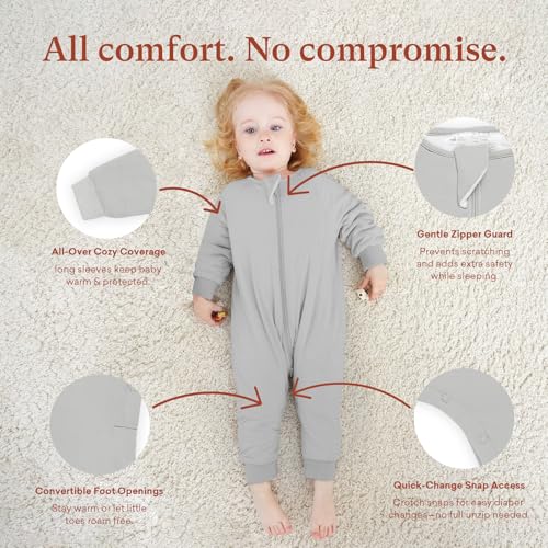 Image of Baby Sleep Suit 1.0TOG Long Sleeve Wearable Blanket with Legs, Soft Sleeping Bag with Feet newborn to 24 Months
