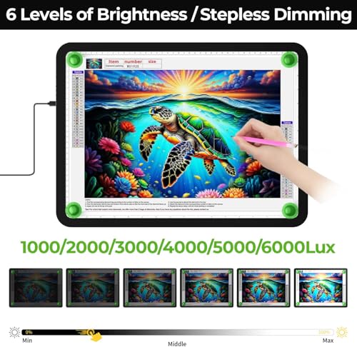 Image of Zocelight A3 Diamond Art Light Board, 16.77x13.35inchs Light Pad,6000 Lux Super Bright Light Box for Tracing,Side Button Design,Magnet Light Table for Diamond Painting,Sketching,Weeding Vinyl(Black)