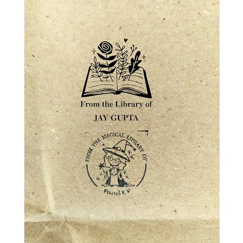 Image of Kunya Personalised Book Stamp with Your Name(3.5 cm Dia), customised for Stamping Books for Readers, Great Gift for booklovers, Kids, Teachers (Floral Book)