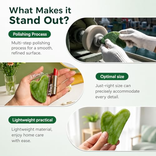 Image of Grade A+ Pure Jade Gua Sha Tool for Face Massage, Jawline Sculpting & Lymphatic Drainage, Natural Jade Stone, Premium Travel-Friendly Rigid Gift Box