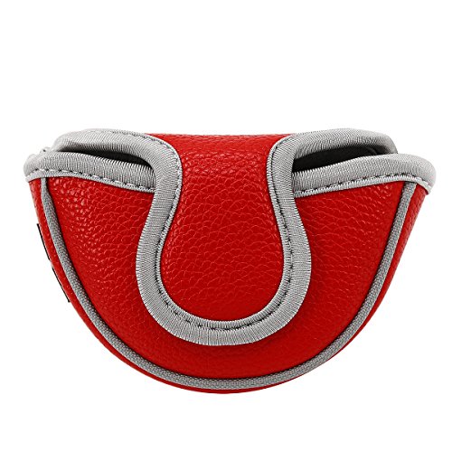 Big Teeth Small Golf Putter Cover Half Mallet Mini Golf Headcover Club Head Protector Magnetic Closure for Scotty Cameron Taylormade Club (Red)