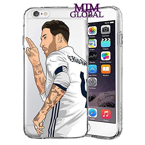 MIM Global Football Futbol Soccer Protectores Case Cover Compatible para Todos iPhone (iPhone 7 Plus/8 Plus, Ramos)