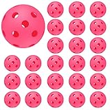 24 Pcs Plastic Baseball Practice Balls 26 Holes EVA Baseballs and Softballs Flight Hollow EVA Balls Soft Training Balls for Kids Indoor Outdoor Batting Hitting, Pink