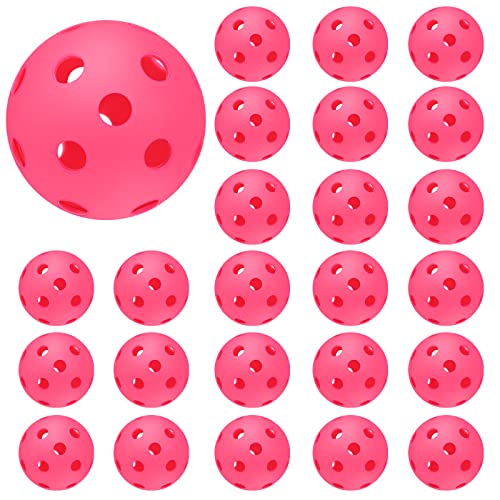 24 Pcs Plastic Baseball Practice Balls 26 Holes EVA Baseballs and Softballs Flight Hollow EVA Balls Soft Training Balls for Kids Indoor Outdoor Batting Hitting, Pink