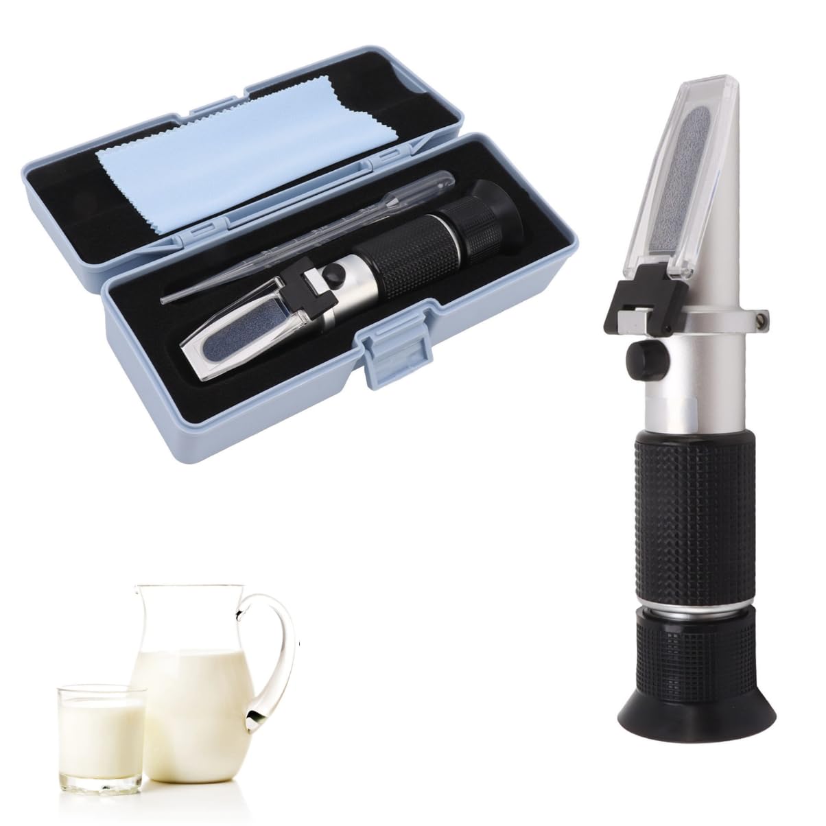 2PCS Milk Meter Refractometer, 0-20% Measuring Range Handheld Refractometer Auto Temp Compensation Milk Concentration Meter for Milk Testing