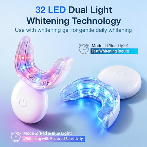 Image of Teeth Whitening Kit with 32 LED Dual Light, 3 Gentle Whitening Gel Pens, Rechargeable Teeth Whitening Light Kit for Sensitive Teeth, Coffee Stain Whitening, Shade Guide Included