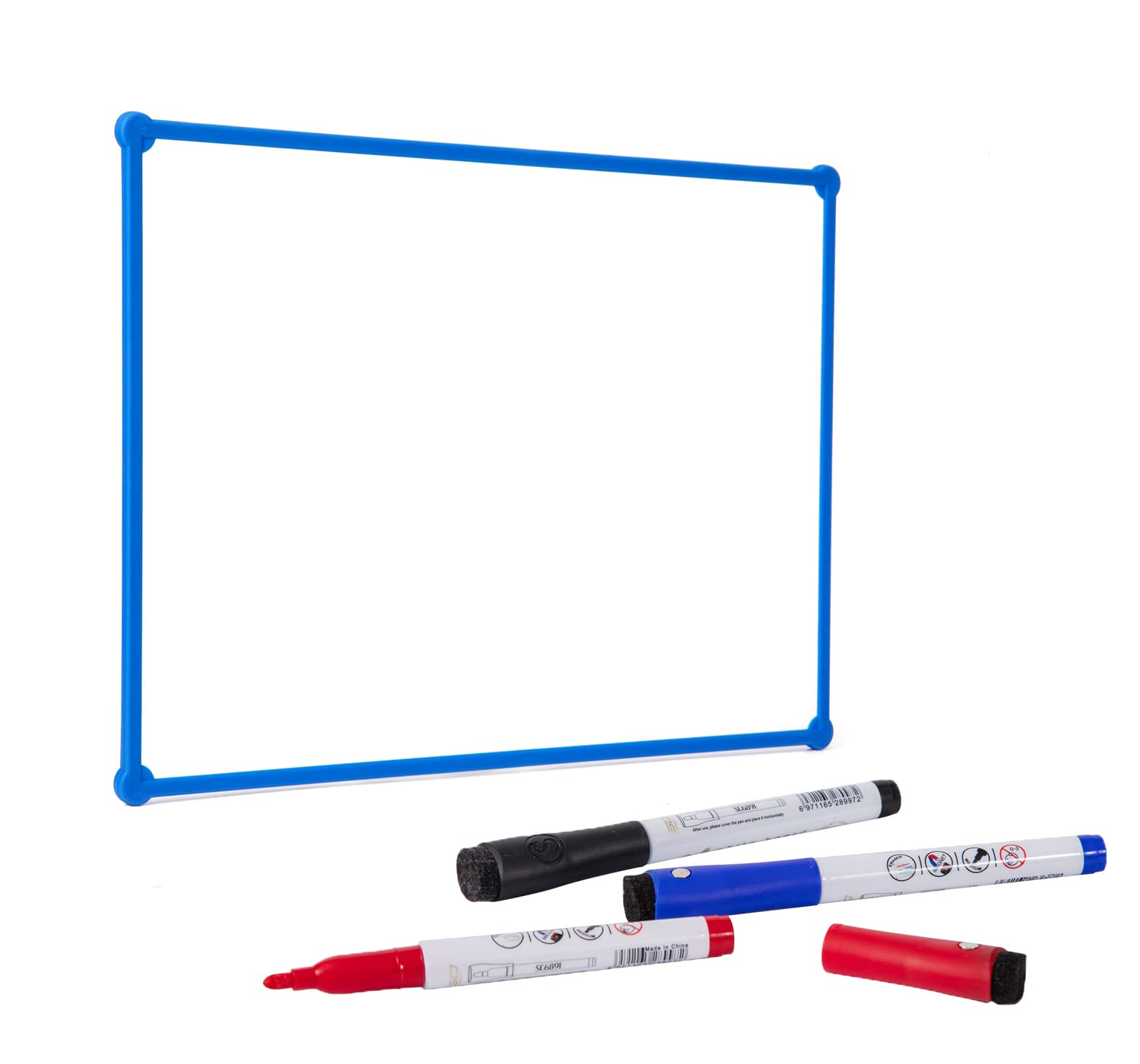 DumanAsen A4 Size Magnetic Whiteboard for Fridge, Double-Sided Dry Erase Board for Refrigerator/Home/Office - Designed with 4 Strong Magnetic on The Backside, Included 3 pcs Dry Erase Marker (Blue)