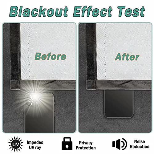 Victree 100% Blackout Curtains for Bedroom, Thick Velvet Curtains 52 x 108 inch Length - Thermal Insulated Energy Saving, Sun Light Blocking Grommet Window Drapes for Living Room, 2 Panel, Dark Grey by Victree - Used condition - Image 5