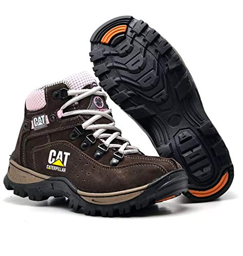 Bota Feminina Adventure Caterpillar Couro Legitimo Alta Qualidade e Conforto (38, Marrom)