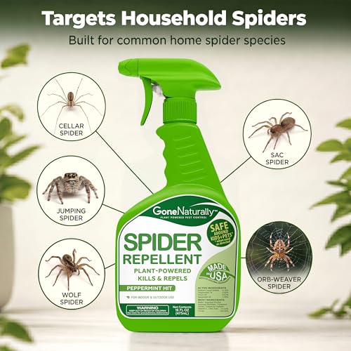 Image of Spider Repellent - Natural Peppermint Oil Spider Spray for Indoor & Outdoor Use - Spider Killer & Repellent for Home - Safe Around Kids & Pets Pest Control Solution (16oz)