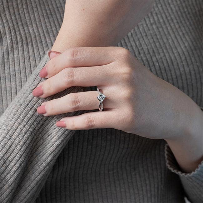 1.15 Carat (ctw) Princess Moissanite Engagement Rings for Women Platinum Plated Silver Ring Moissanite Rings - Image 4