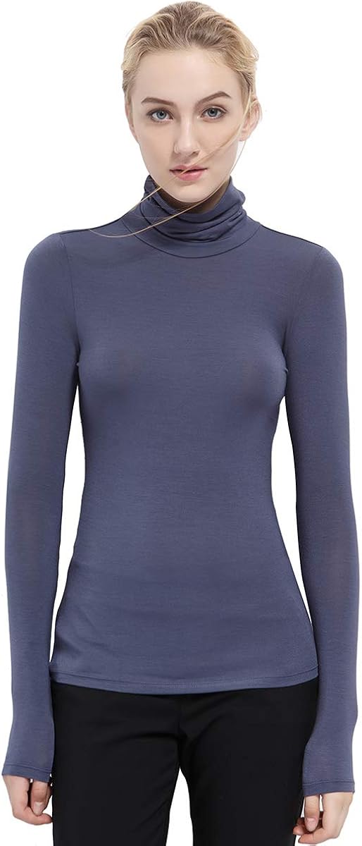 Zueauns Donna Maglia Termica Collo Alto con Manica Lunga Maglia Invernale  T-Shirt Senza Cuciture Intimo Termico : Amazon.it: Abbigliamento
