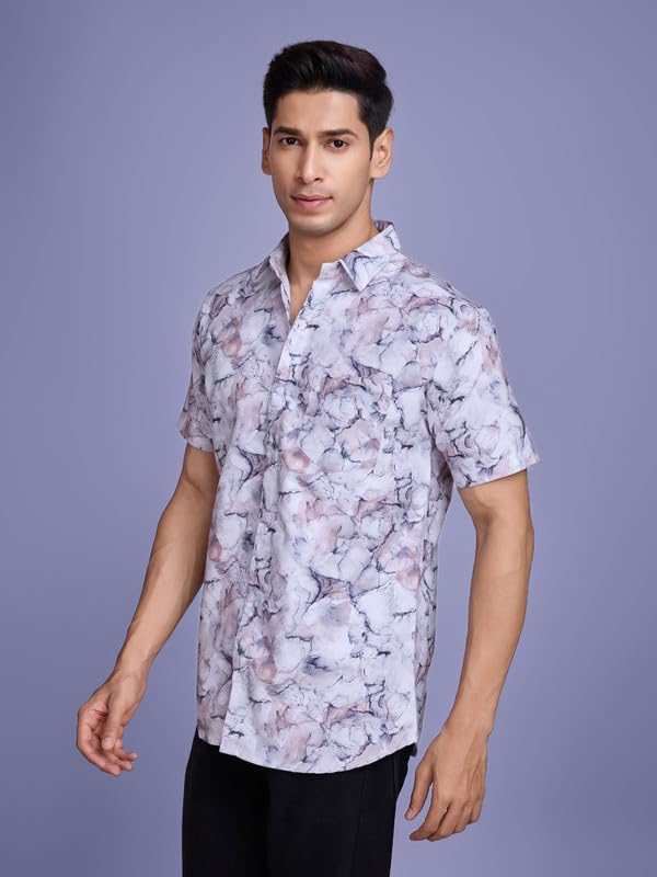 Image of Pinkmint Stylish Shirt for Men ll Printed Half Sleeve Shirt's ll Regular Fit Chest Pocket Shirt