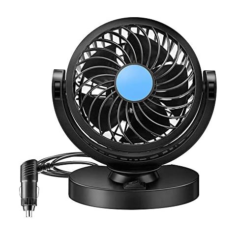 Ventilador Coche Mechero Giratorio con Base 12v Cover