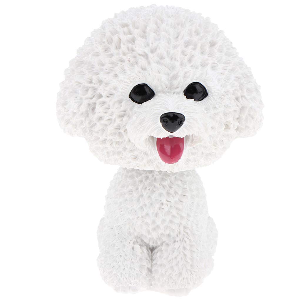 Inzopo Cute Bobble Head Dogs for Cars Dashboards Auto, Mini Animal Figures, Home Office Desktop Decoration - Bichon Frise Bichon Frise