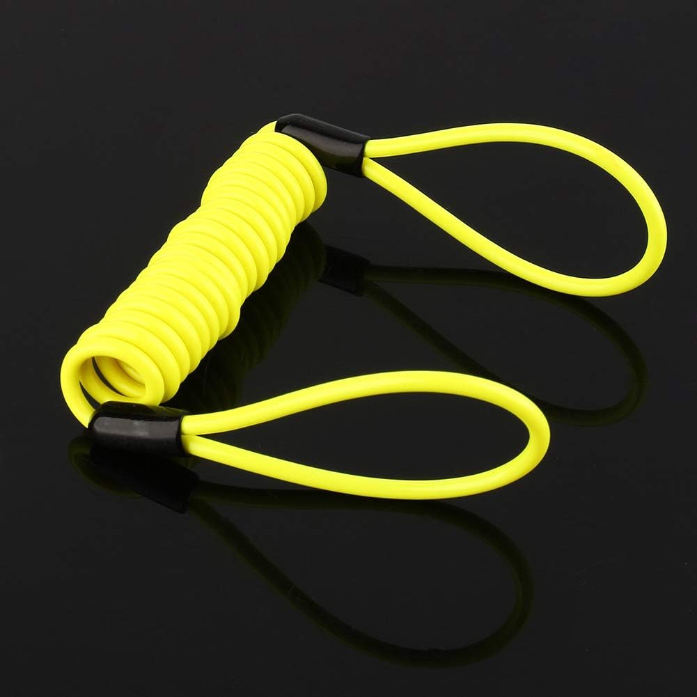 Motorcycle Reminder Rope Cable Alarm Disc Lock Security Reminder Cable Yellow .2M Cord Length for Motorcycle Wheel Security