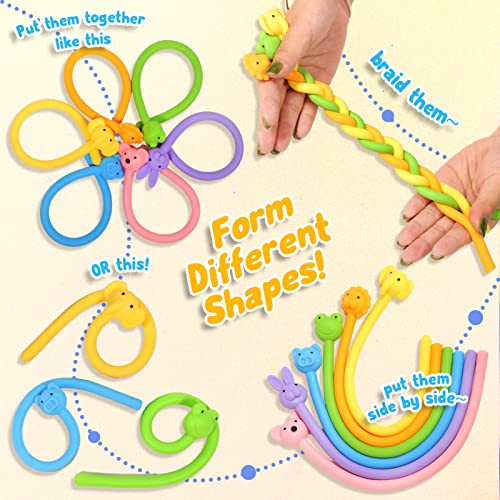 Sensory Fidget Toys - Quiet Stretch String 6 Pack, Calming Sensory Toys For Kids, Stress Relief Stretchy Noodles For Autism, Great Classroom Rewards For Kids Students #TOP2