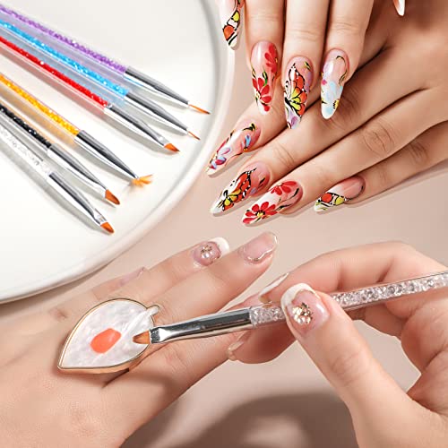 Oneleaf Nail Brushes Pen Designer, Nail Art Tool Set With 7Pcs Nail Painting Brushes And 1 Resin Palette, Nail Dotting Tool, Manicure Kit Diy Makeup Display Board For Home Salon #TOP1