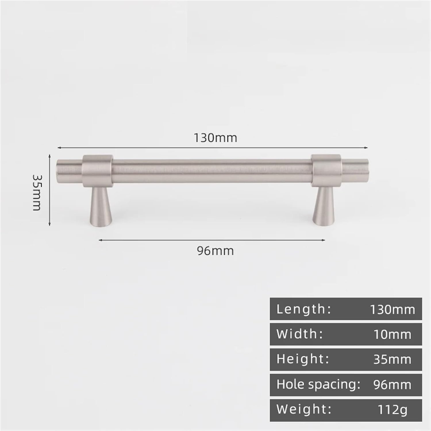 Brushed Nickel T-Bar Kitchen Cabinet Chrome Handle Solid Brass 265mm Long 1Pcs(8873-96-Nickel)