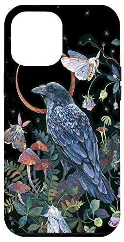 Iphone 12 Pro Max Moon Raven Phone Case Raven With Flowers Natural Case #TOP30
