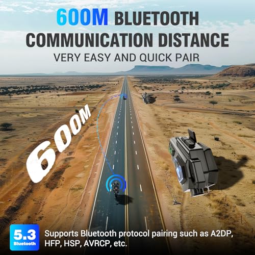 Image of EDYELL C8 Pro Motorcycle Bluetooth Headset,LED Emergency Lights,HiFi Stereo Calls,Wireless 50MM Earphone Helmet Bluetooth,IPX6 Waterproof,Compatible with All Helmets