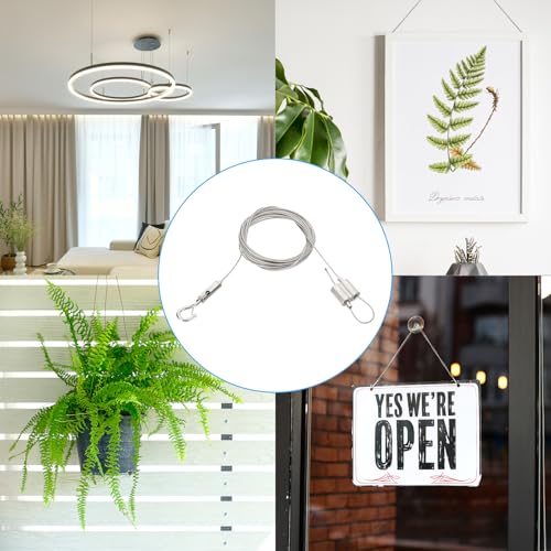 Image of PATIKIL 2 Pcs Adjustable Picture Hanging Wire Kit, 5m /16.4ft, Silver, Stainless Steel, 1.5mm Wire, 4.5kg-45kg Capacity