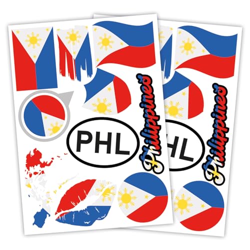 Finest Folia Lot de 2 autocollants format A4 - Motif drapeau de pays pour voiture et moto - Autocollants - Résistant aux intempéries - R217 (44 Philippines)
