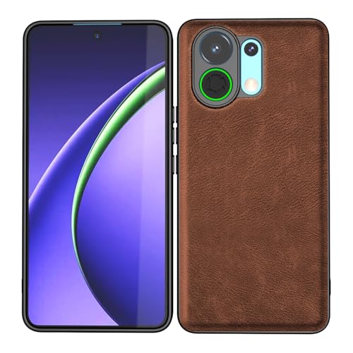 Image of Kapa Tux Leather Back Cover for Oppo K13 Turbo / K13 Turbo Pro | Slim Shockproof Camera Protection Bumper Case (Brown)